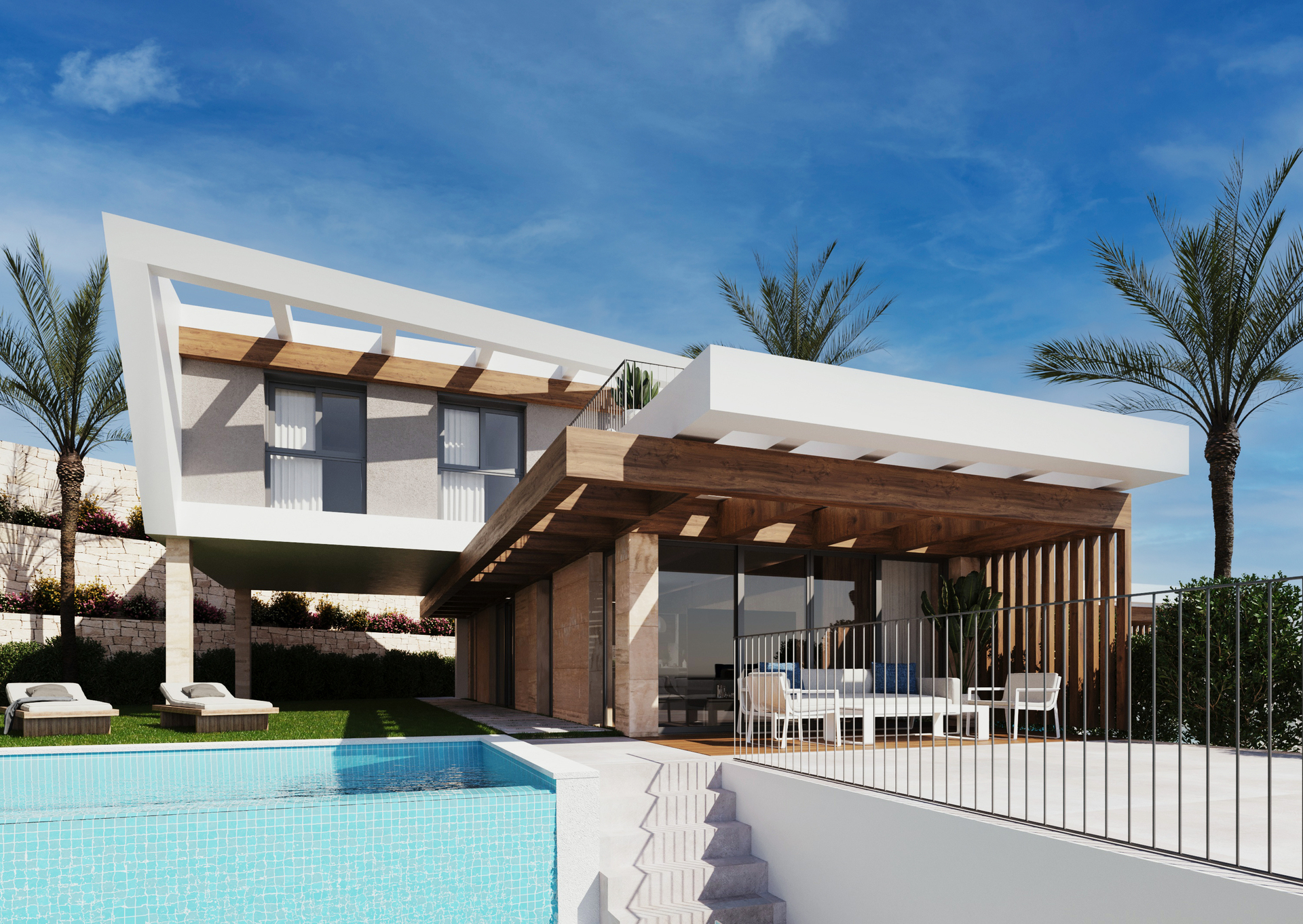 Villas con jardín y vistas al mar en Polop